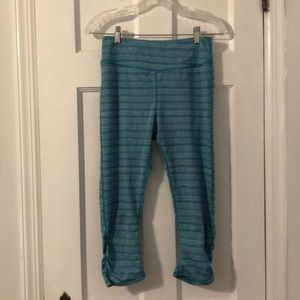 Blue Stripe Patterned Workout Leggings